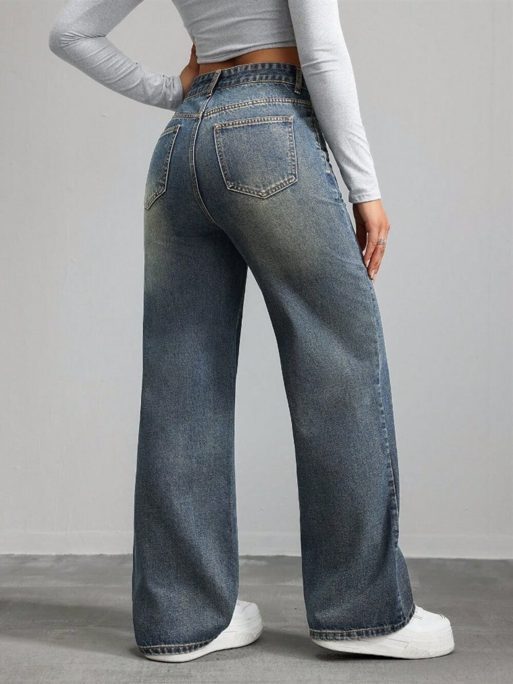 Blue Casual Women's Straight Leg Jeans - Picture 2 of 5
